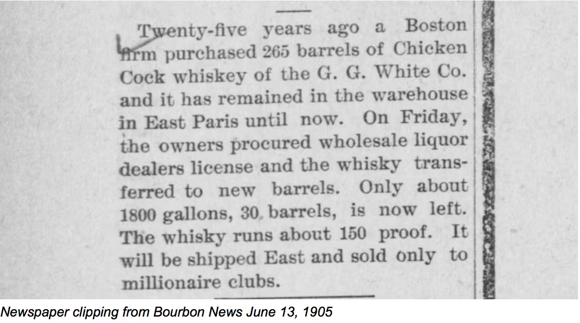 Newspaper clipping with a faded article about Chicago beer barrels in East Prairie, white text on gray paper