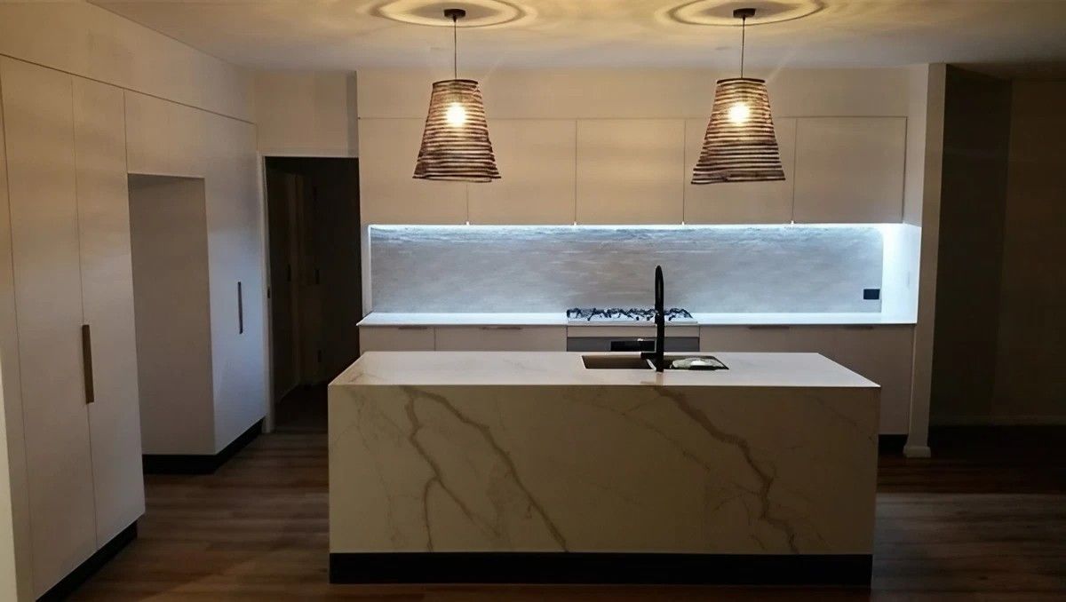 There Is a Large Island in The Middle of The Kitchen — Sheridan Stone Aust in Coffs Harbour, NSW