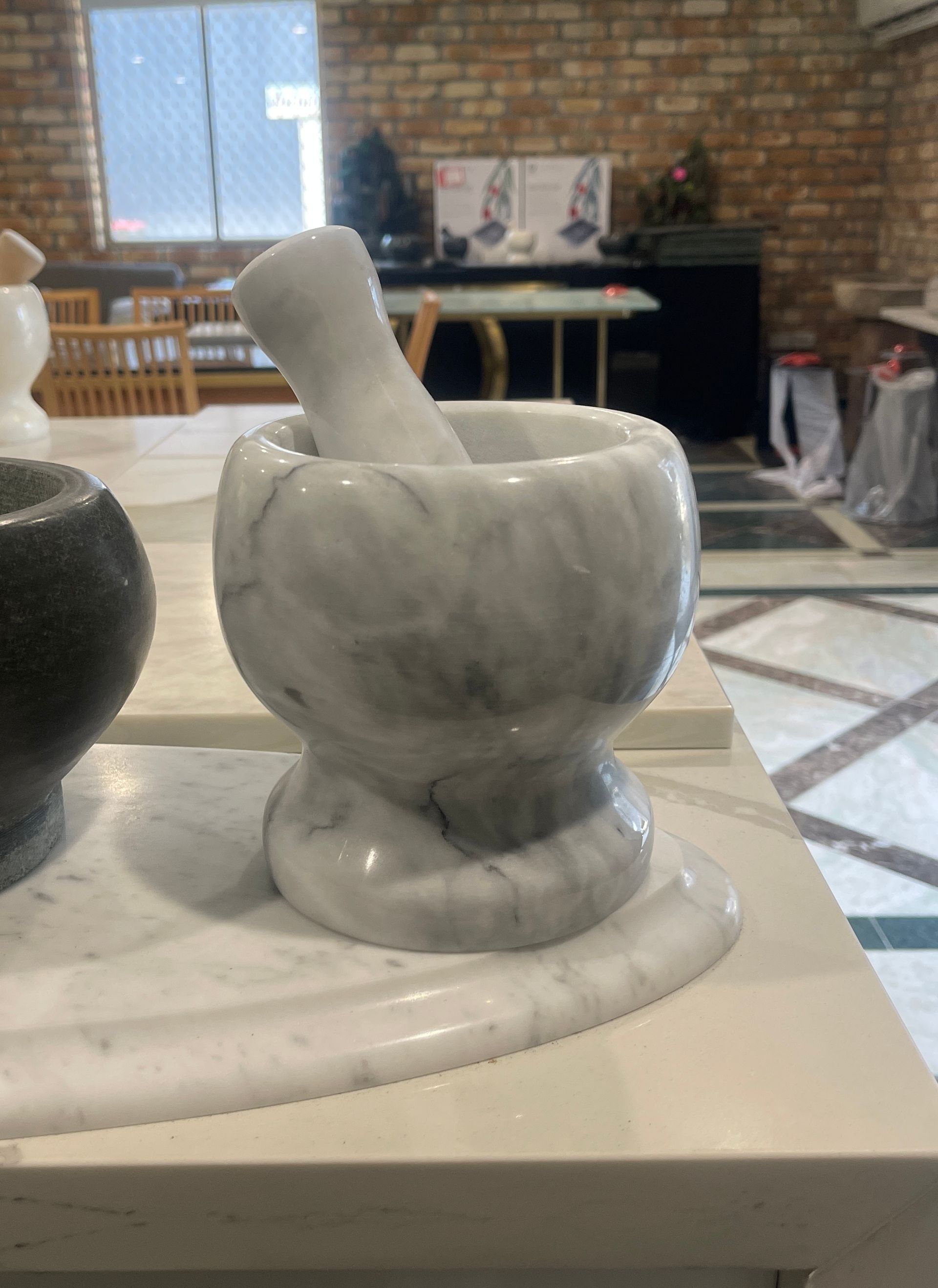 Marble Mortar and Pestle - Light Blue