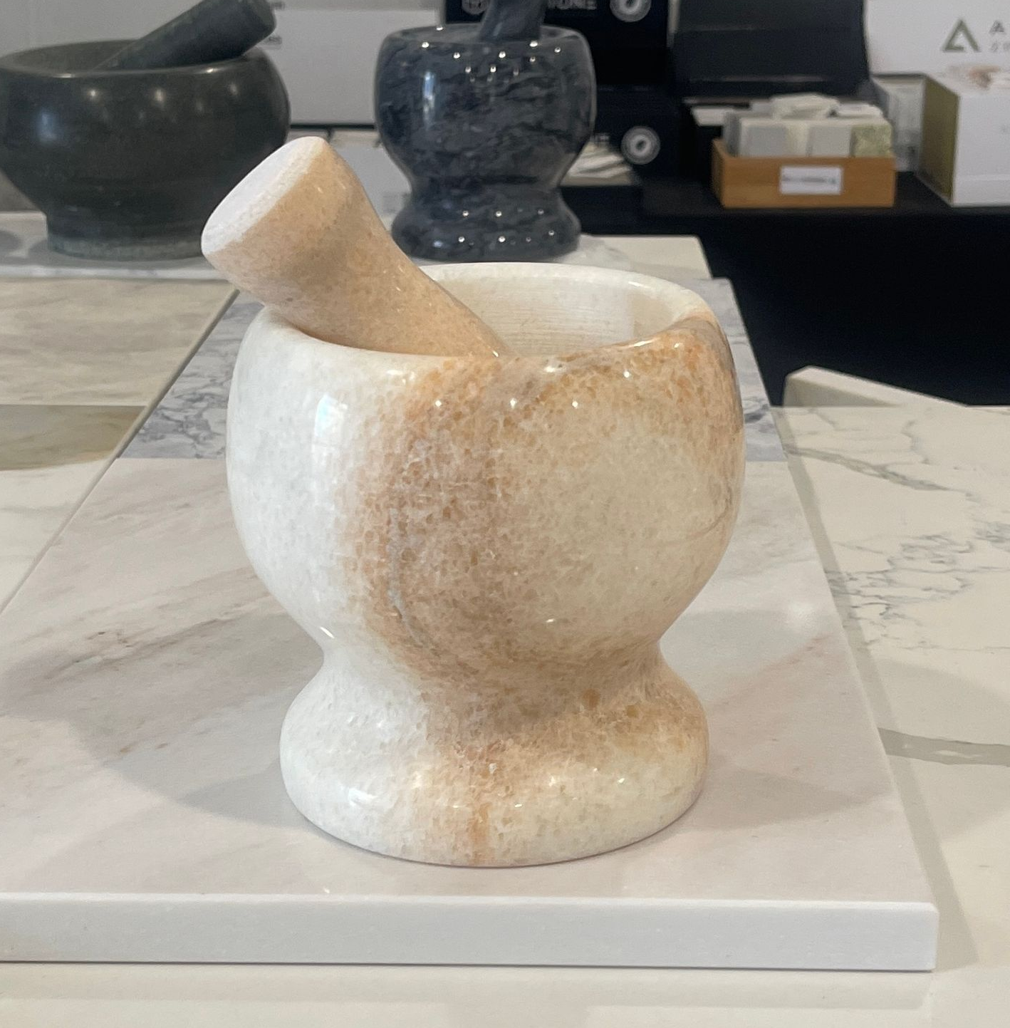 Marble Mortar and Pestle - Apricot