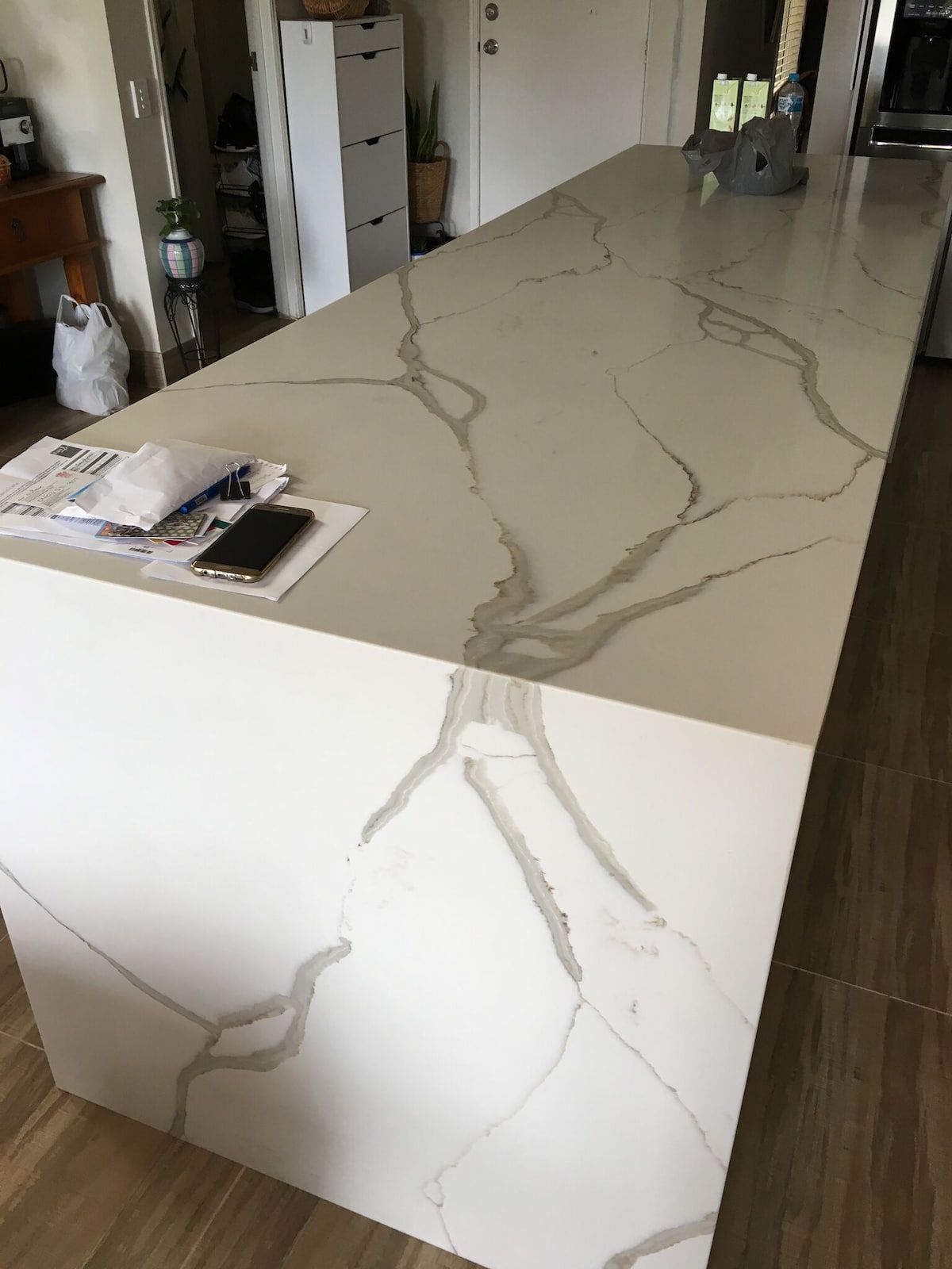 A Large White Marble Counter Top in A Kitchen — Sheridan Stone Aust in Coffs Harbour, NSW