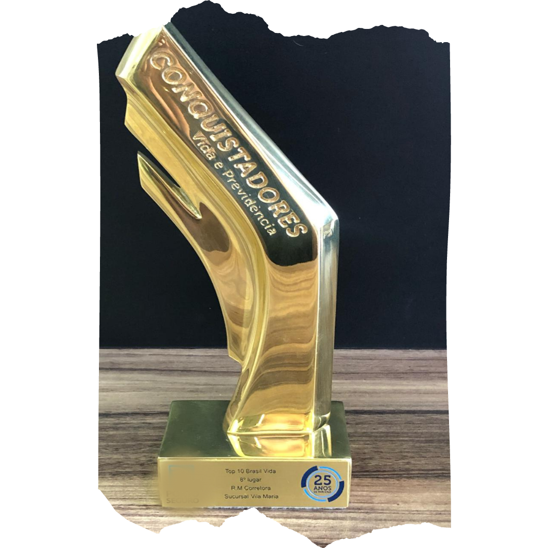 Imagem um troféu da Porto Seguro das Melhores Corretoras do Brasil mostrando um cliente da DrLeads em oitavo lugar nível Brasil