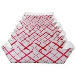 3 lb. Basketweave Food Tray - White/Red, 500/cs