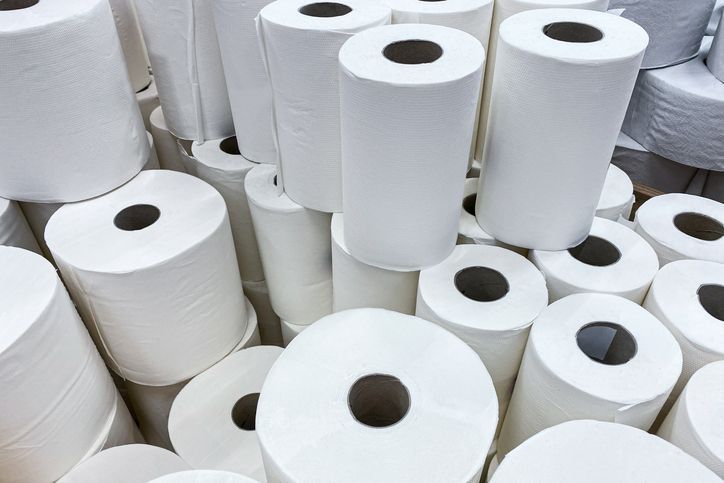 Stack of paper towels in rolls