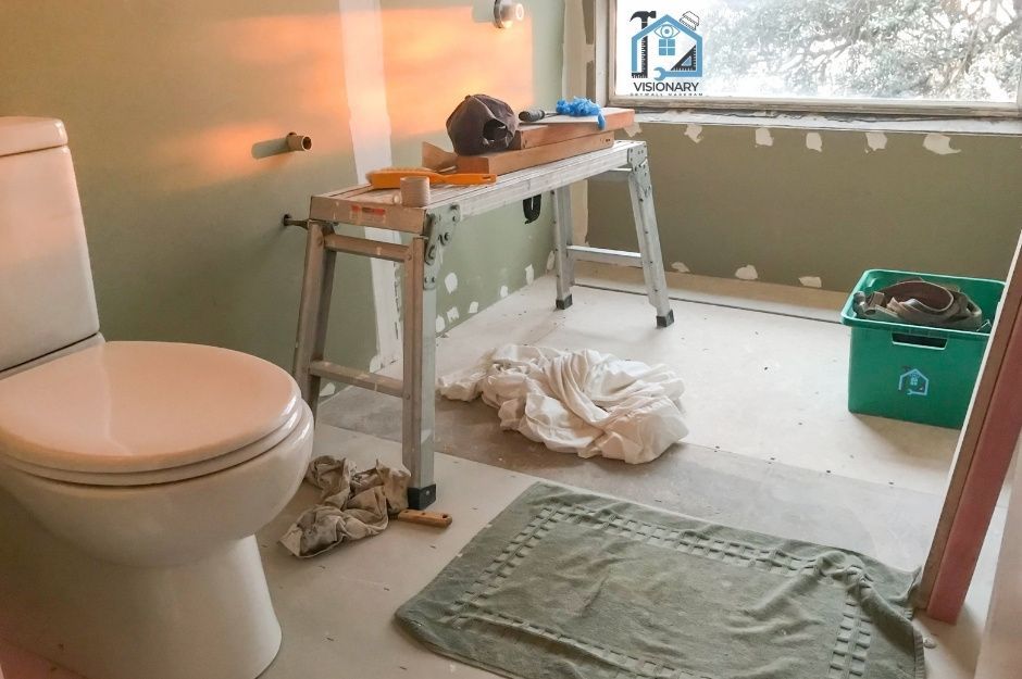 Small top-floor bathroom sheetrock installation project in a Markham, Ontario home.