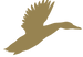 Tan bird silhouette in flight on a white background