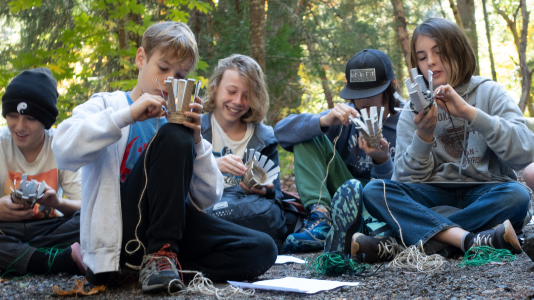 Trails Middle School Students, basket weaving activity, Fall 2023. Photo by Jennifer Payne