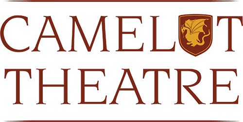 Camelot Theatre logo with brown serif text and a gold crest on a white background