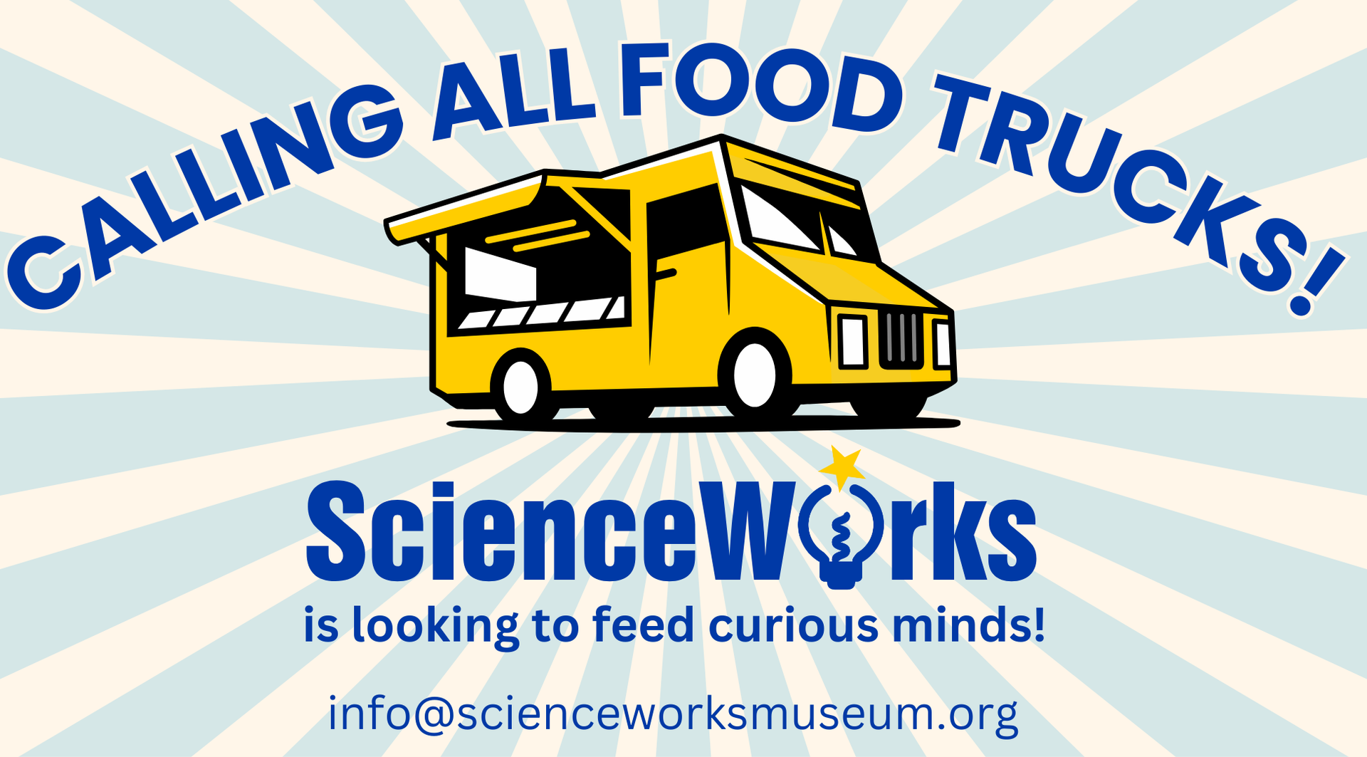 Poster: Yellow food truck, blue text