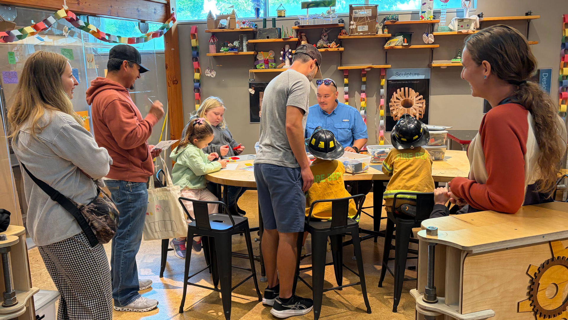 A SOFRC educator leads activities in the Tinkering Studio