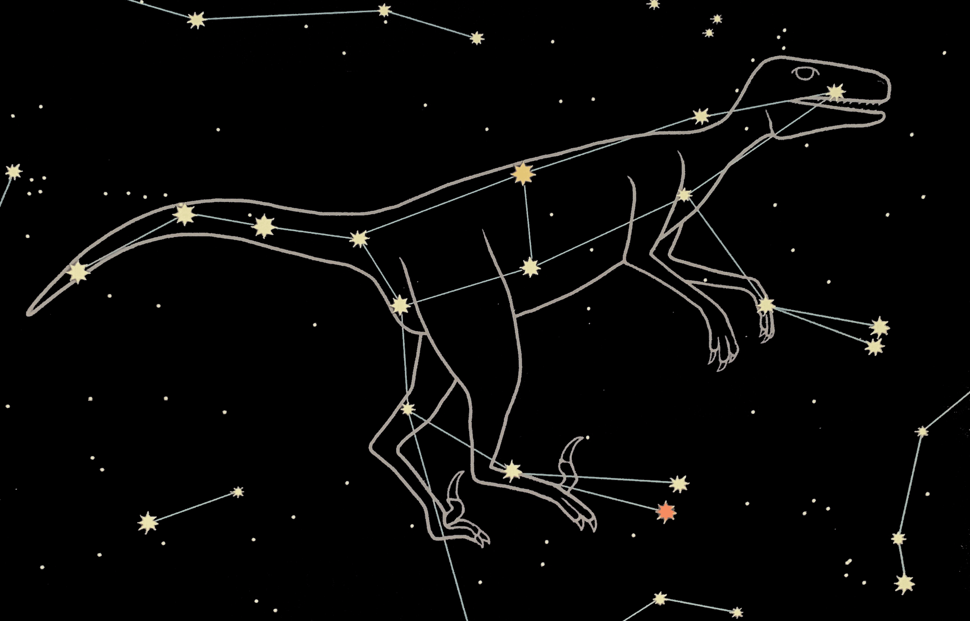 A Deinonychus constellation someone has made with the Dino Sky exhibit