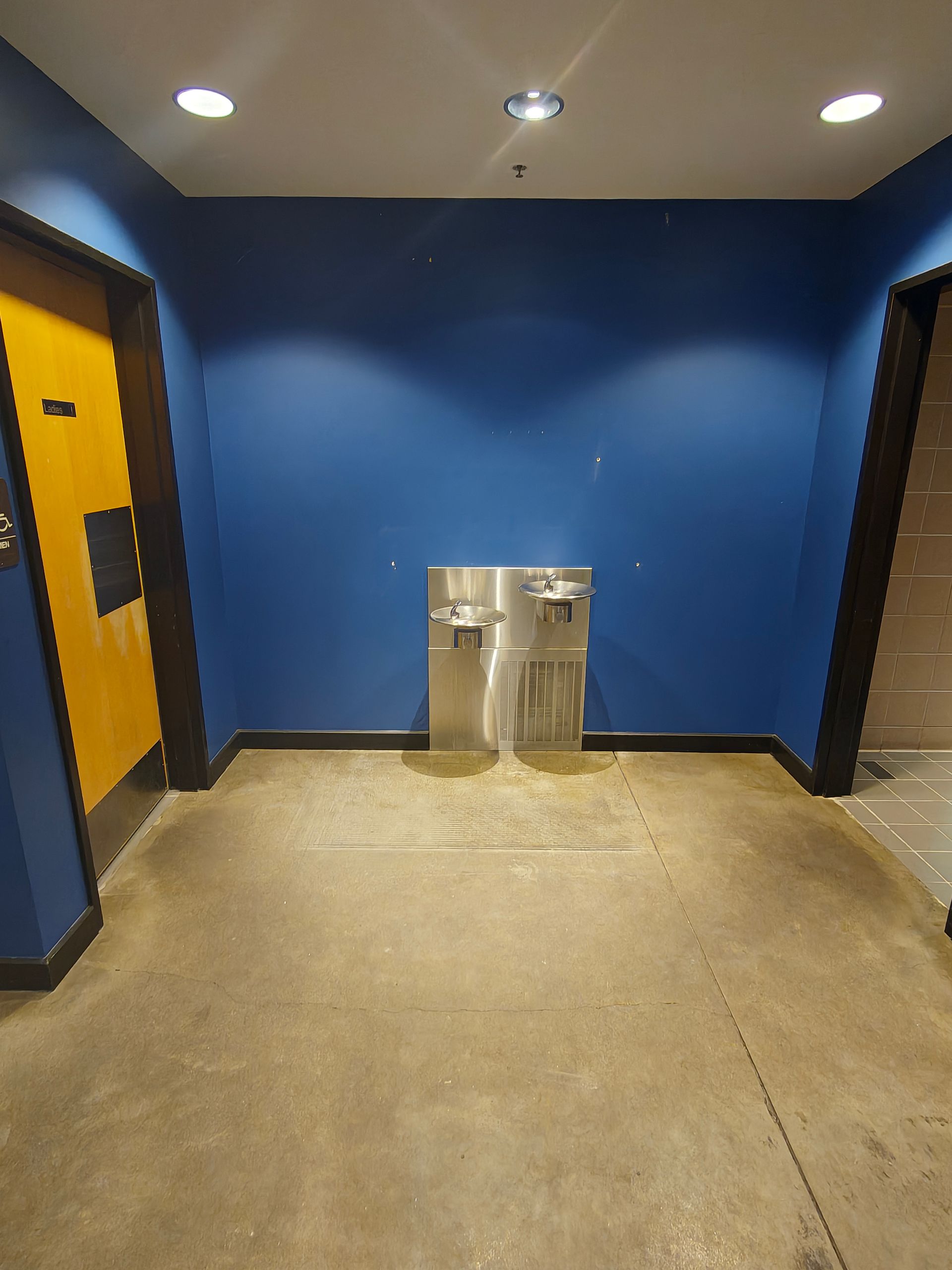 This is the old water fountain that did not meet current ADA accesibility standards.