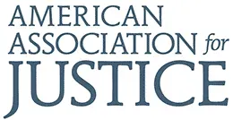 Logo of the American Association for Justice; text in blue: “AMERICAN ASSOCIATION for JUSTICE”.