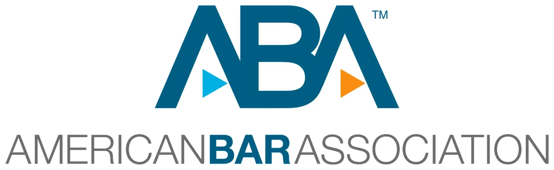 Logo of the American Bar Association. Teal and orange arrows are within the