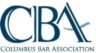 CBA logo, dark blue letters with white outline.