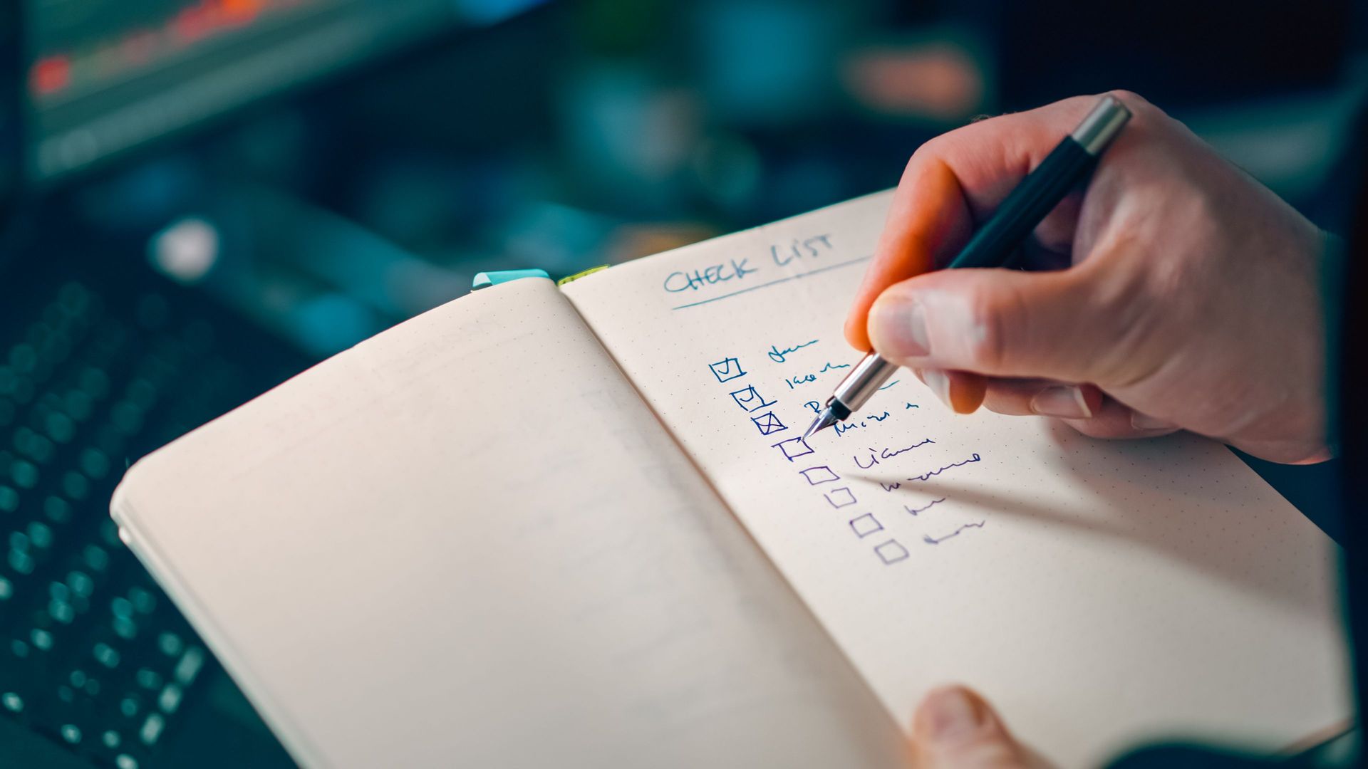 A business owner's check list with three items checked off and 3 more to complete