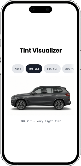 Image of a Tint Visualizer that allows users to see what tint looks like on a car