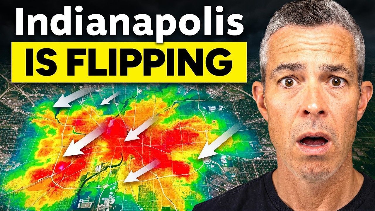 Indianapolis weather map with “IS FLIPPING” headline and a surprised man on the right