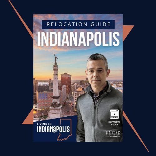 A man is on the cover of a relocation guide for indianapolis.