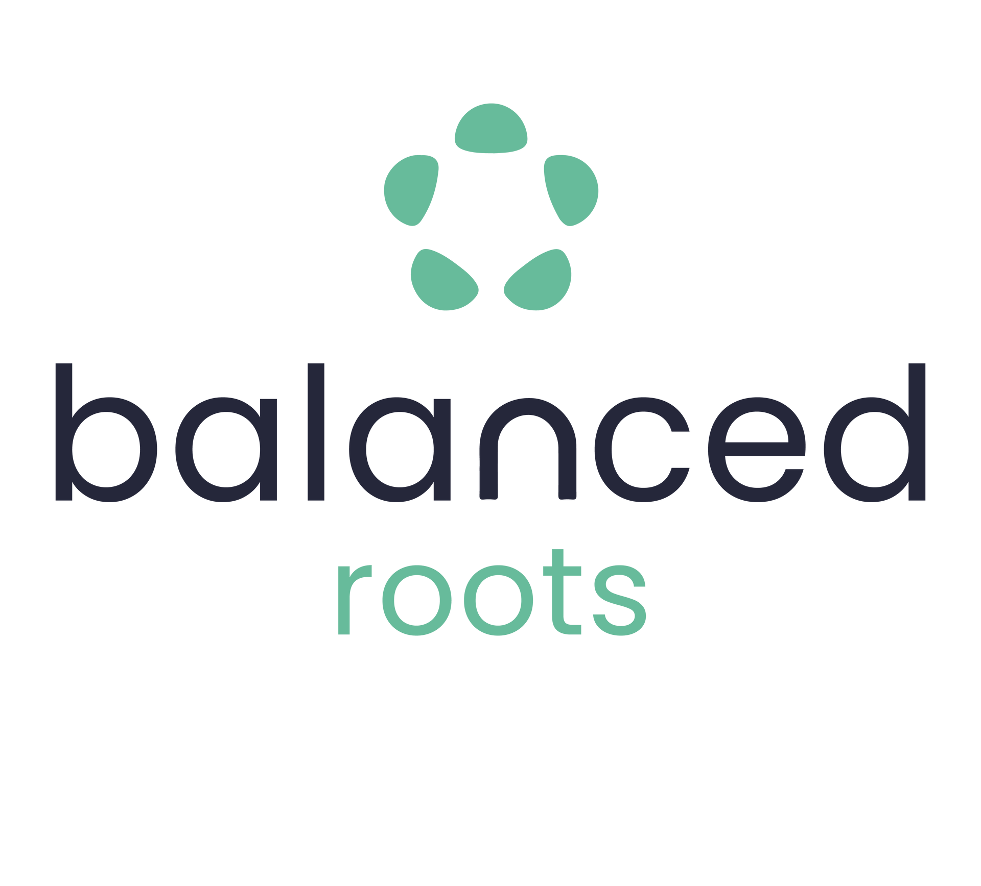 Balanced Roots logo with green icon and text.