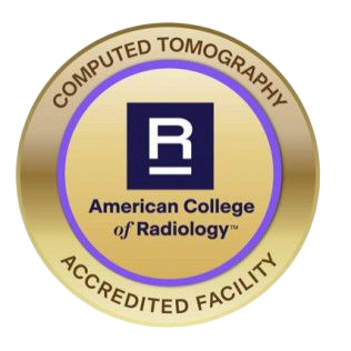 American College of Radiology CT accredited facility seal in gold and purple