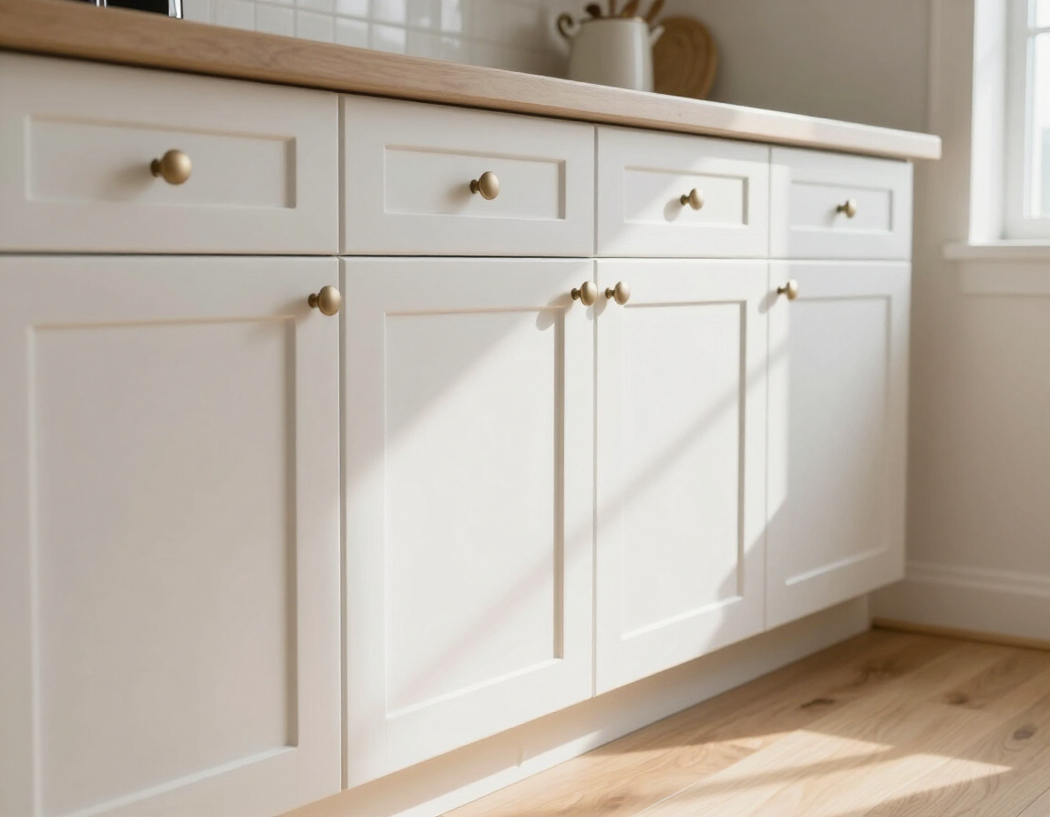Freshly painted kitchen cabinets