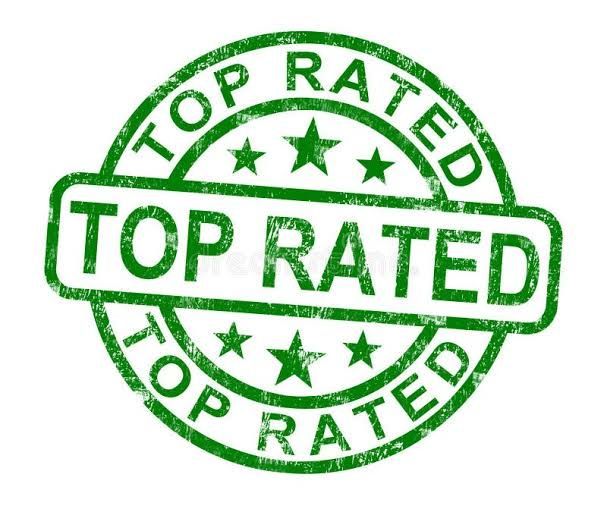 Green “Top Rated” stamp with stars in a circular badge design