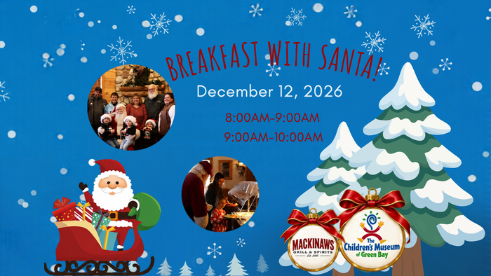 Blue Christmas party invitation with Santa, snowman, decorated tree, and event details in white text