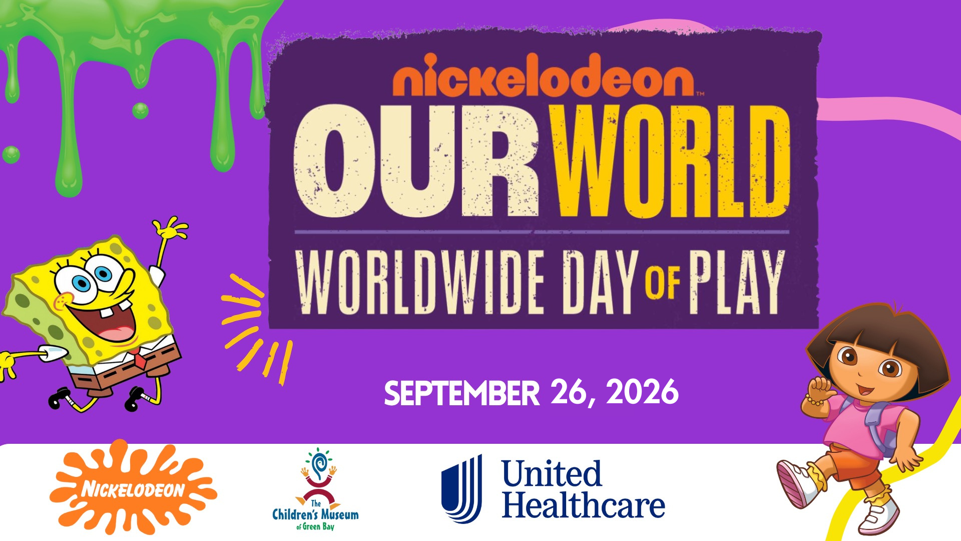 A poster for nickelodeon our world worldwide day of play on September 26