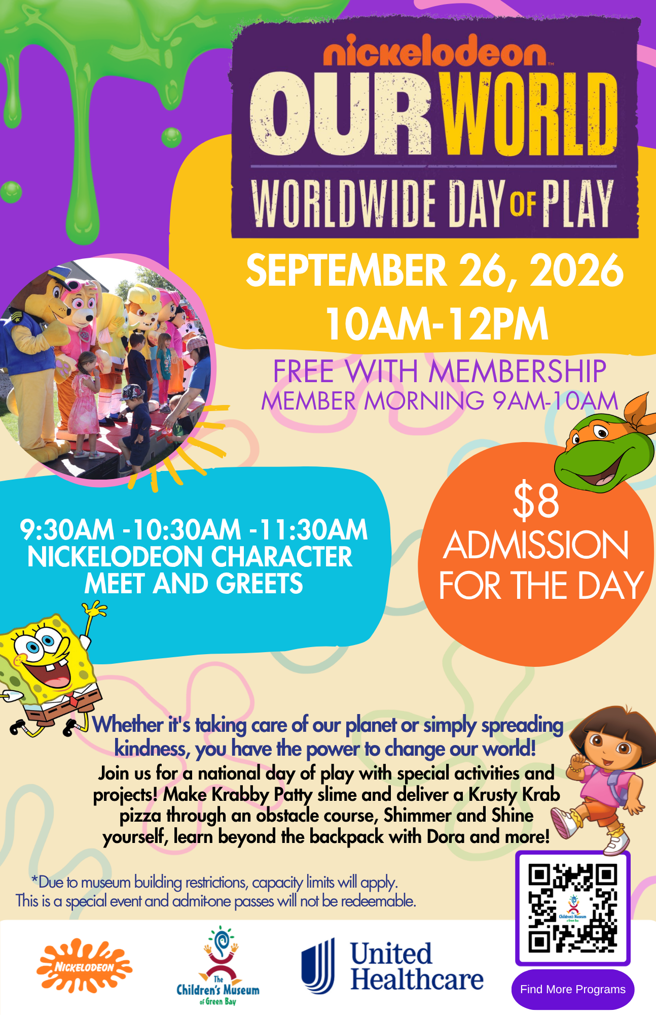 A poster for nickelodeon our world worldwide day of play on september 26, 2026.