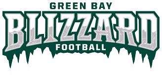 Green Bay Blizzard Football logo in green and white with icy jagged lettering