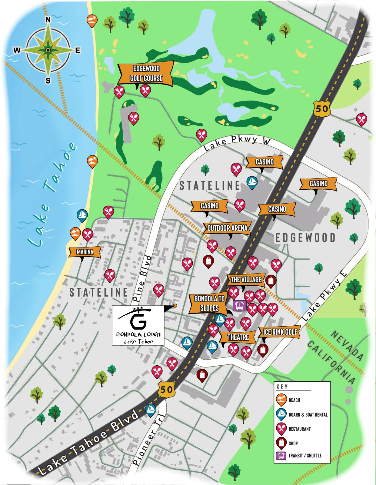 A map of a city with a lake in the background