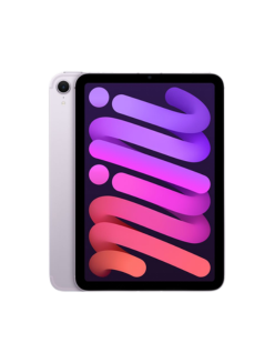 Lilac iPad Mini with a vibrant, gradient-colored wallpaper.