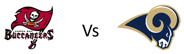 The buccaneers and rams logos are shown side by side
