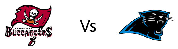 The buccaneers and panthers logos are shown side by side