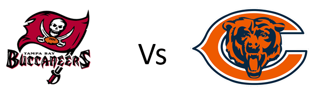 A logo for the buccaneers and a logo for the bears
