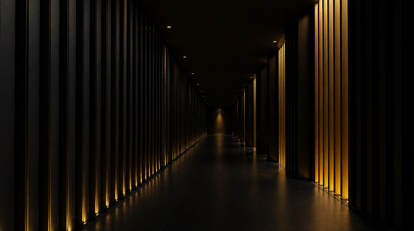 Composition architecturale sombre représentant un portefeuille clients