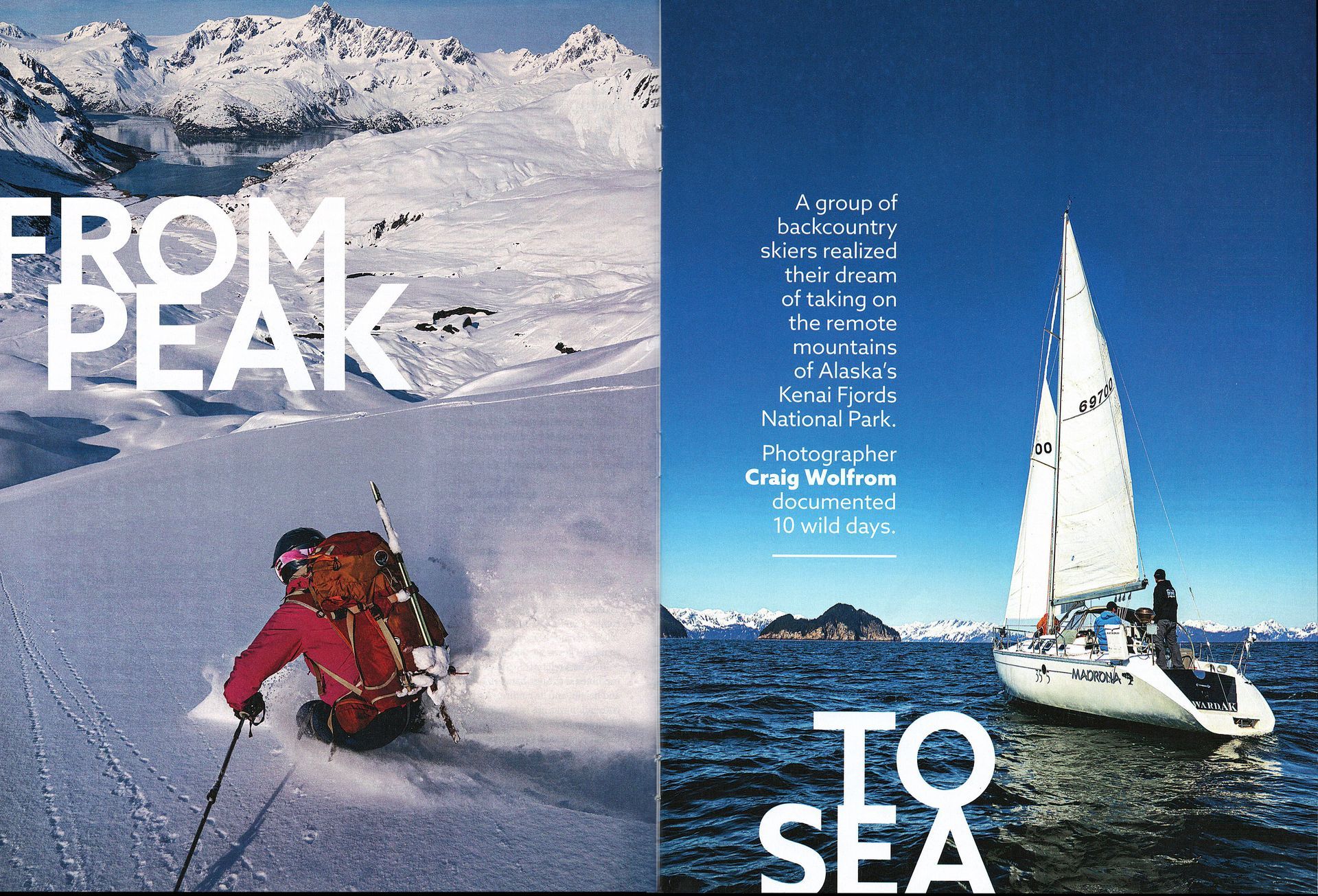 National Parks Magazine, Kenai Fjords, Backcountry skiing, sailing