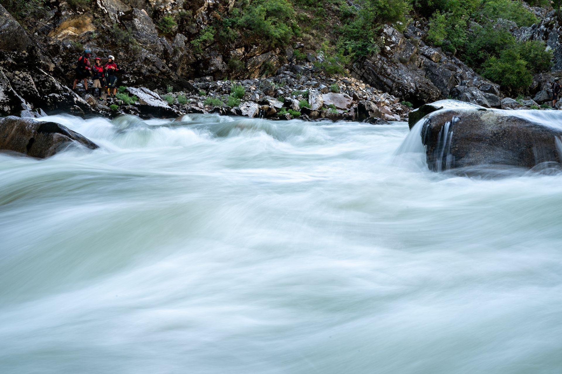 Scouting rapids on the South Fork of the Salmon river
