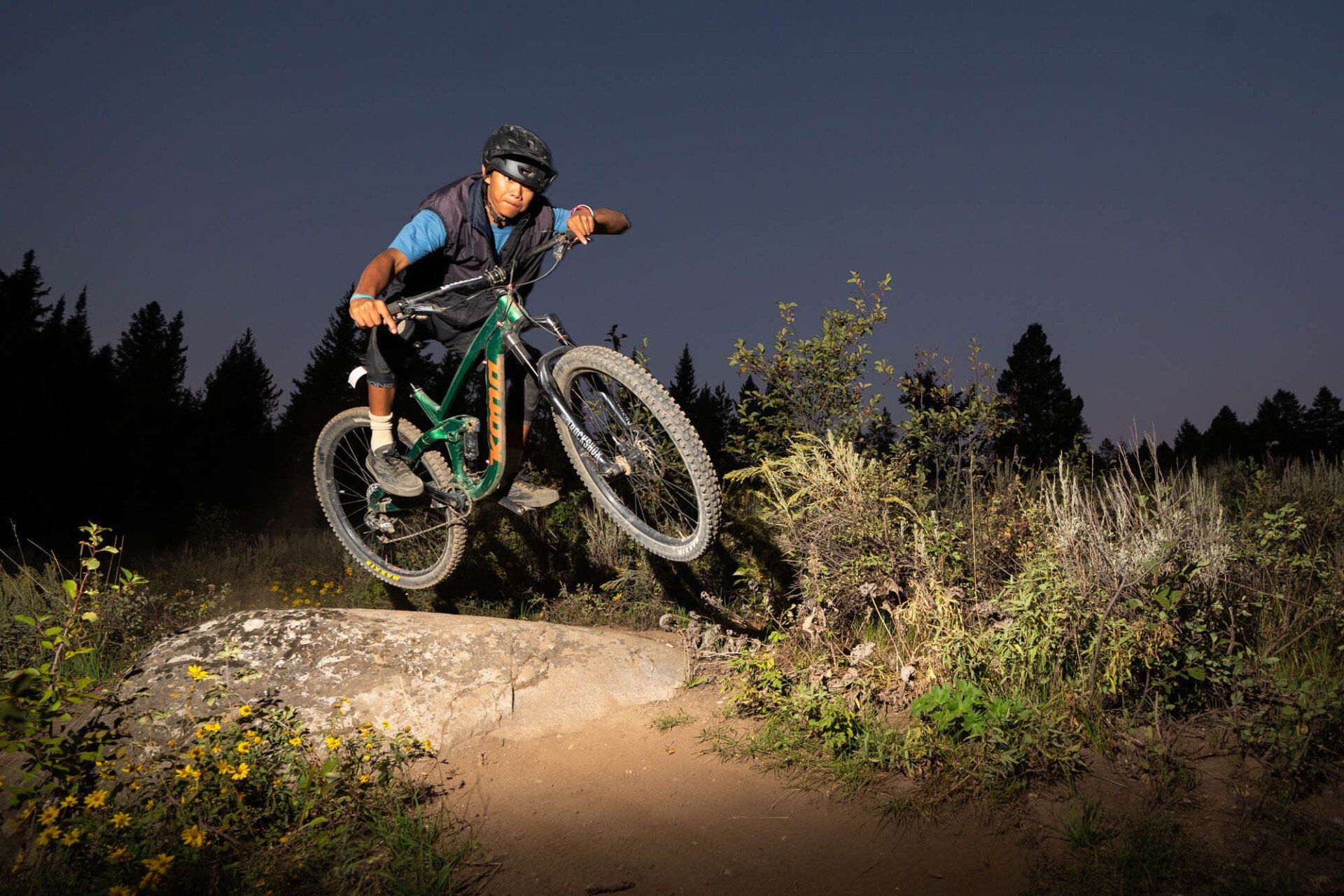 Off camaera strobe mountain biking