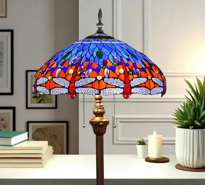 40cm Tiffany Table Lamp - Dragonfly Sunset