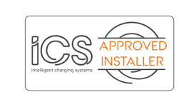 ICS Approved Installer logo. Gray and orange text on a white background.
