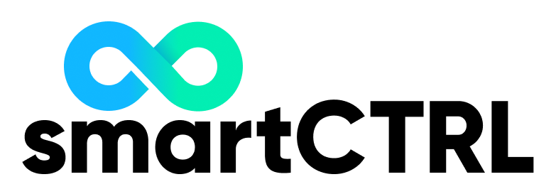 Logo of SmartCTRL with an infinity symbol in blue and green.