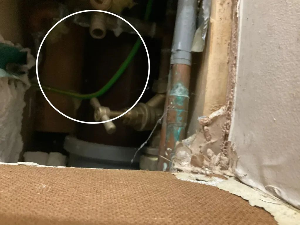 A close-up view inside a wall cavity.