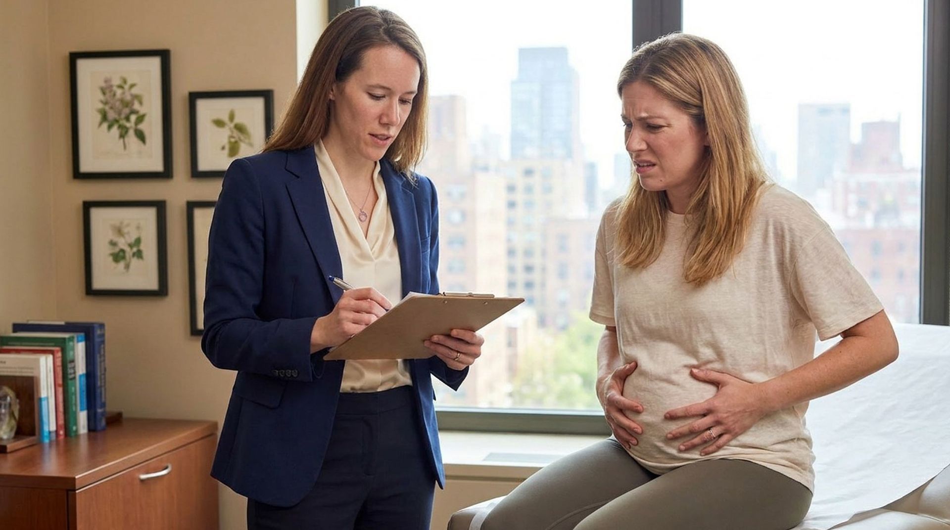 Dr Alicia Armitstead discusses bloating remedies NYC with a female patient