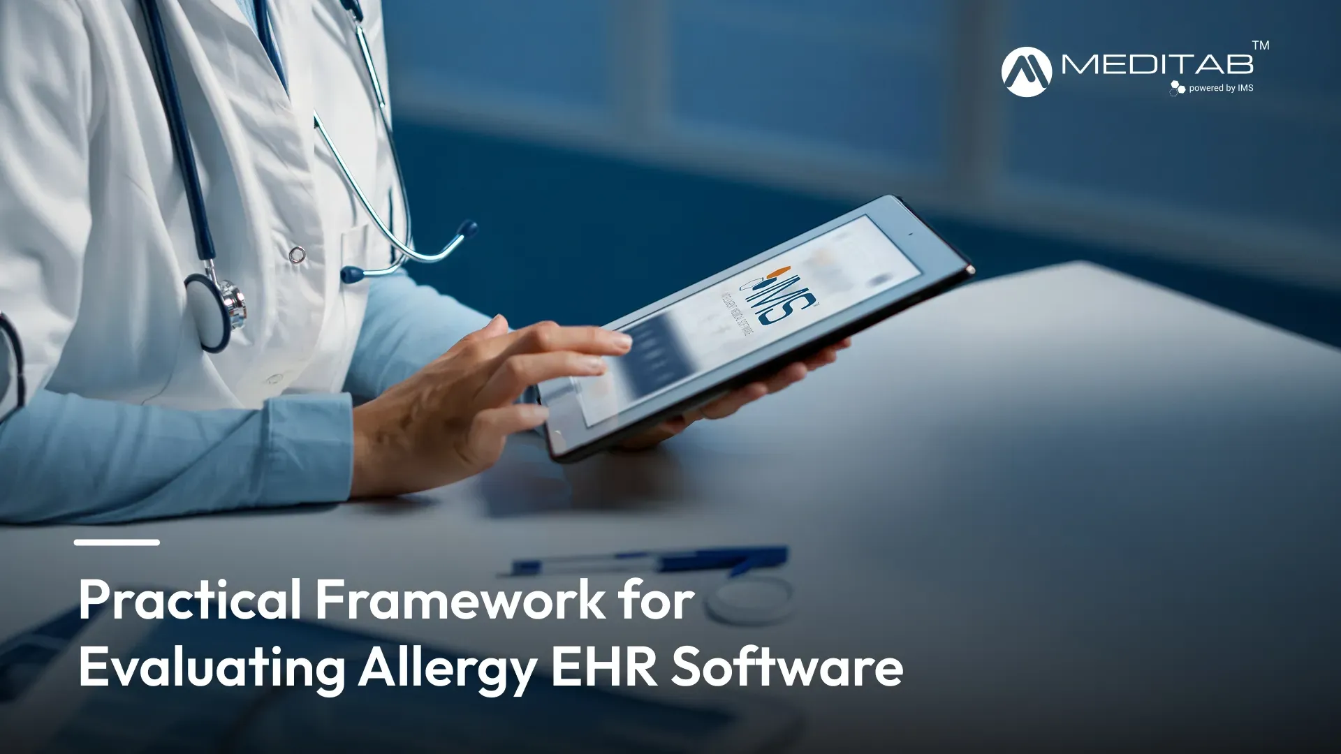 Allergist reviewing patient testing and immunotherapy records on allergy EHR software