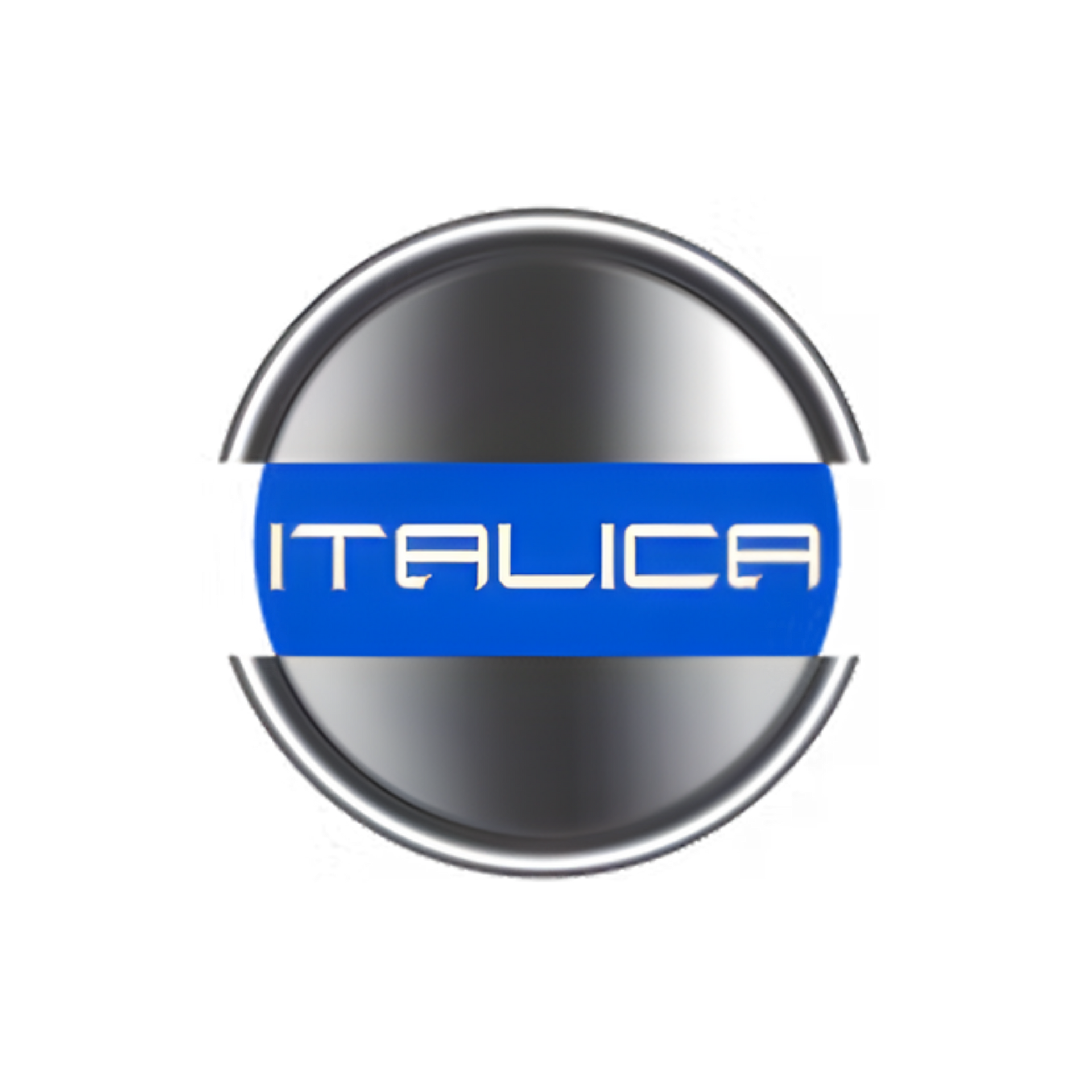 Italica logo, a silver circular emblem with a blue horizontal bar and white text.