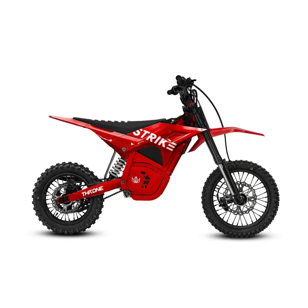 White electric dirt bike with black tires and accents.