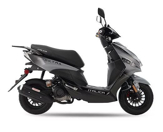 Gray and black Italjet 50cc scooter on a white background.