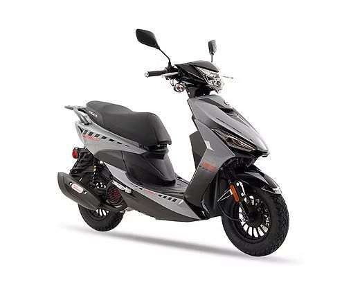 Gray and black scooter with red accents.